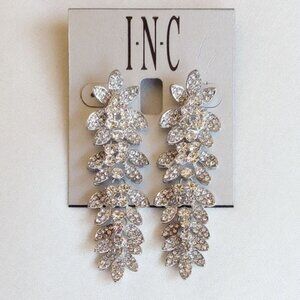*50off3* NWT INC 2.75" Pave' Rhinestone Silver Segmented Drop Earrings Macy's